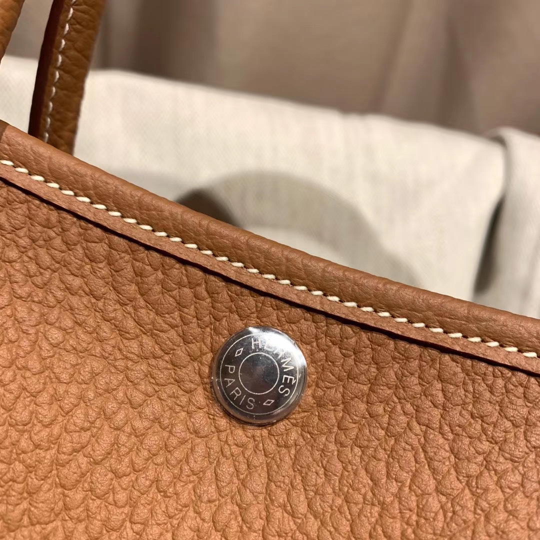 에르메스 가든파티30 골드브라운 은장 바쉬 컨트리